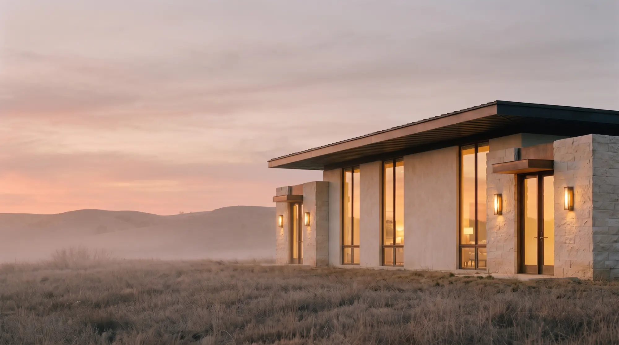 The house at evening.